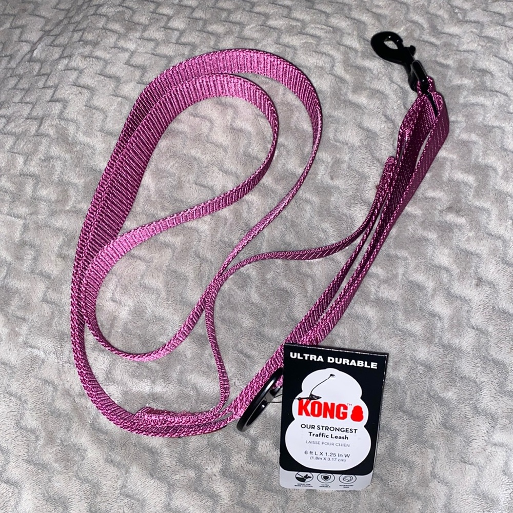 🐶 Kong Pink 6ft Traffic Dog Leash Collar Harness Pet Pets Ultra Durable Basic